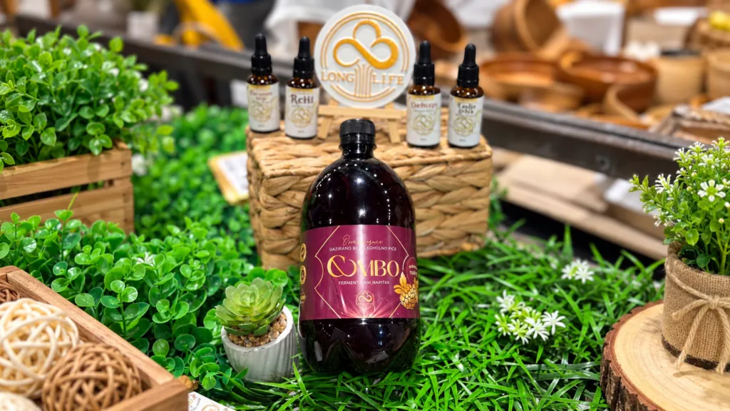 raspberry kombucha on a botanical display