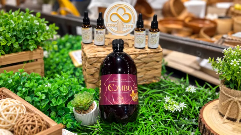 raspberry kombucha on a botanical display